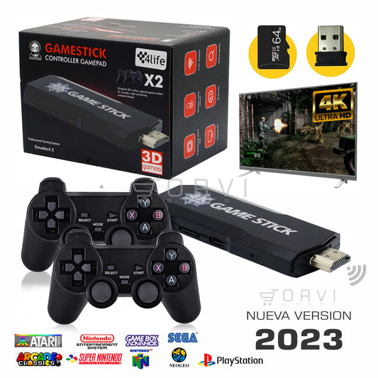 Consola Videojuego Retro Hdmi 4k Game Stick X2 64 gb Inalámbrica