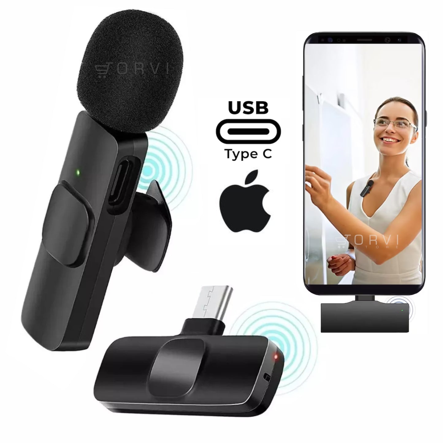 Micrófono Inalámbrico Solapa Para Tipo C O iPhone Celular