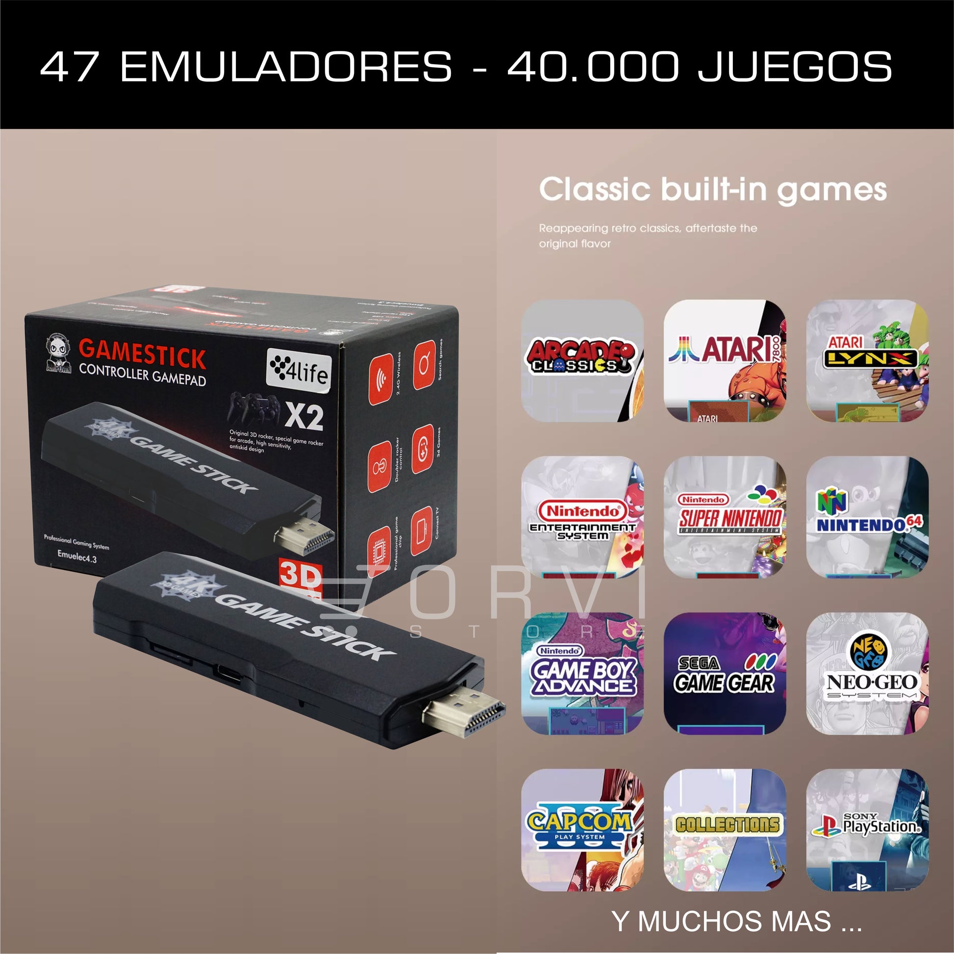Consola Videojuego Retro Hdmi 4k Game Stick X2 64 gb Inalámbrica