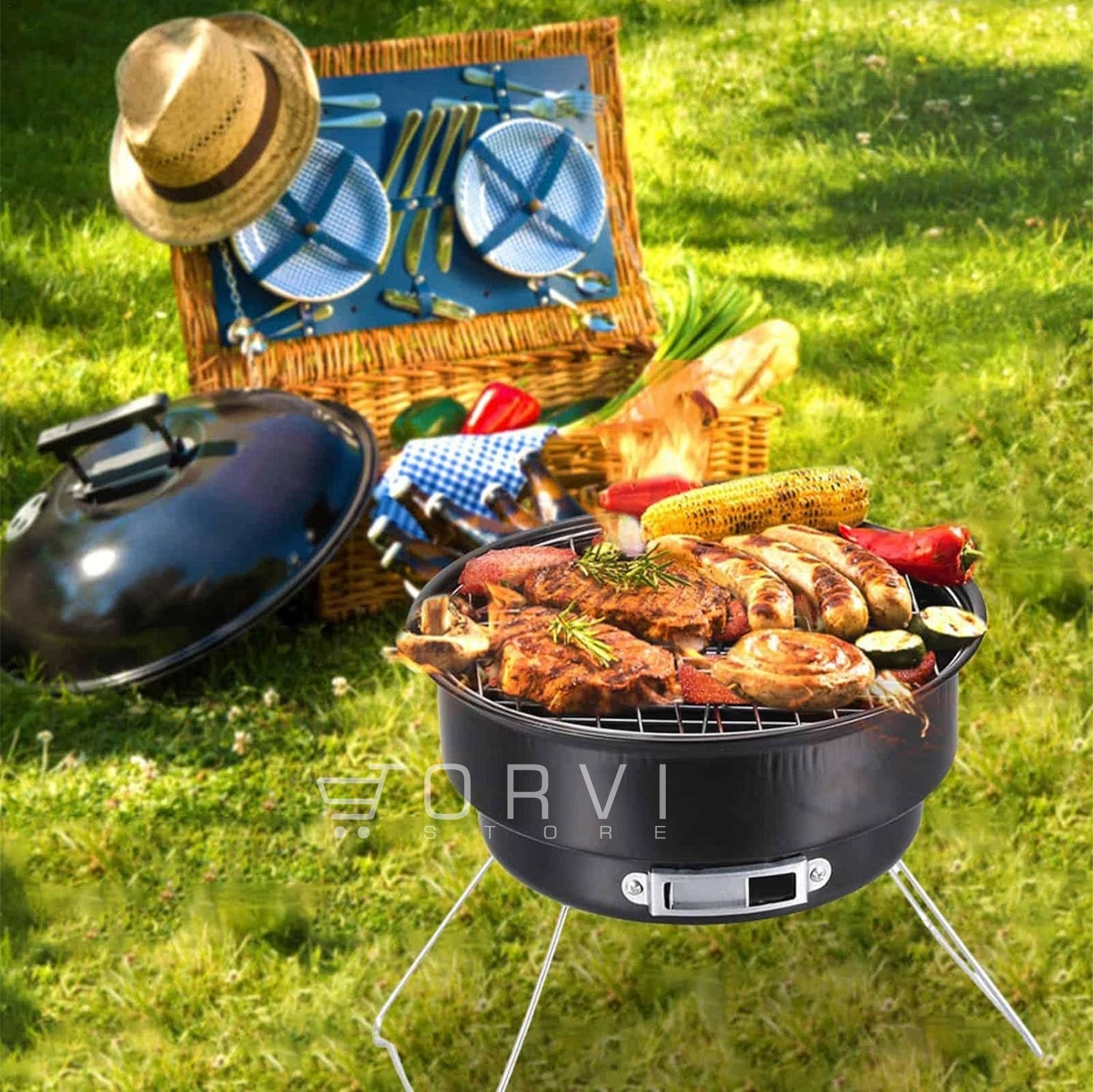 Asador Portátil Sin Humo Parrilla Barbacoa Al Carbón
