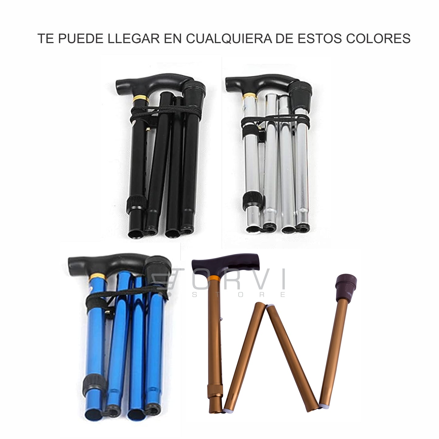 Baston Plegable En Aluminio Ajustable Antideslizante