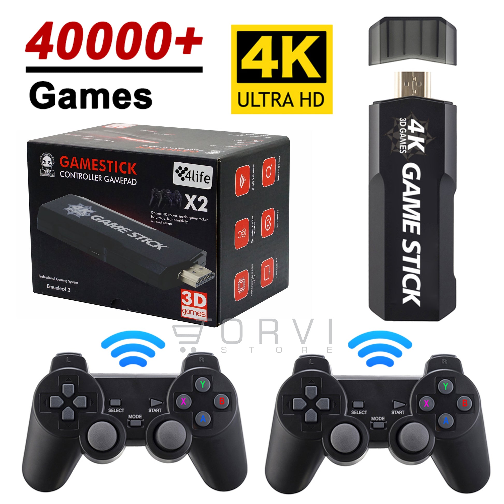 Consola Videojuego Retro Hdmi 4k Game Stick X2 64 gb Inalámbrica