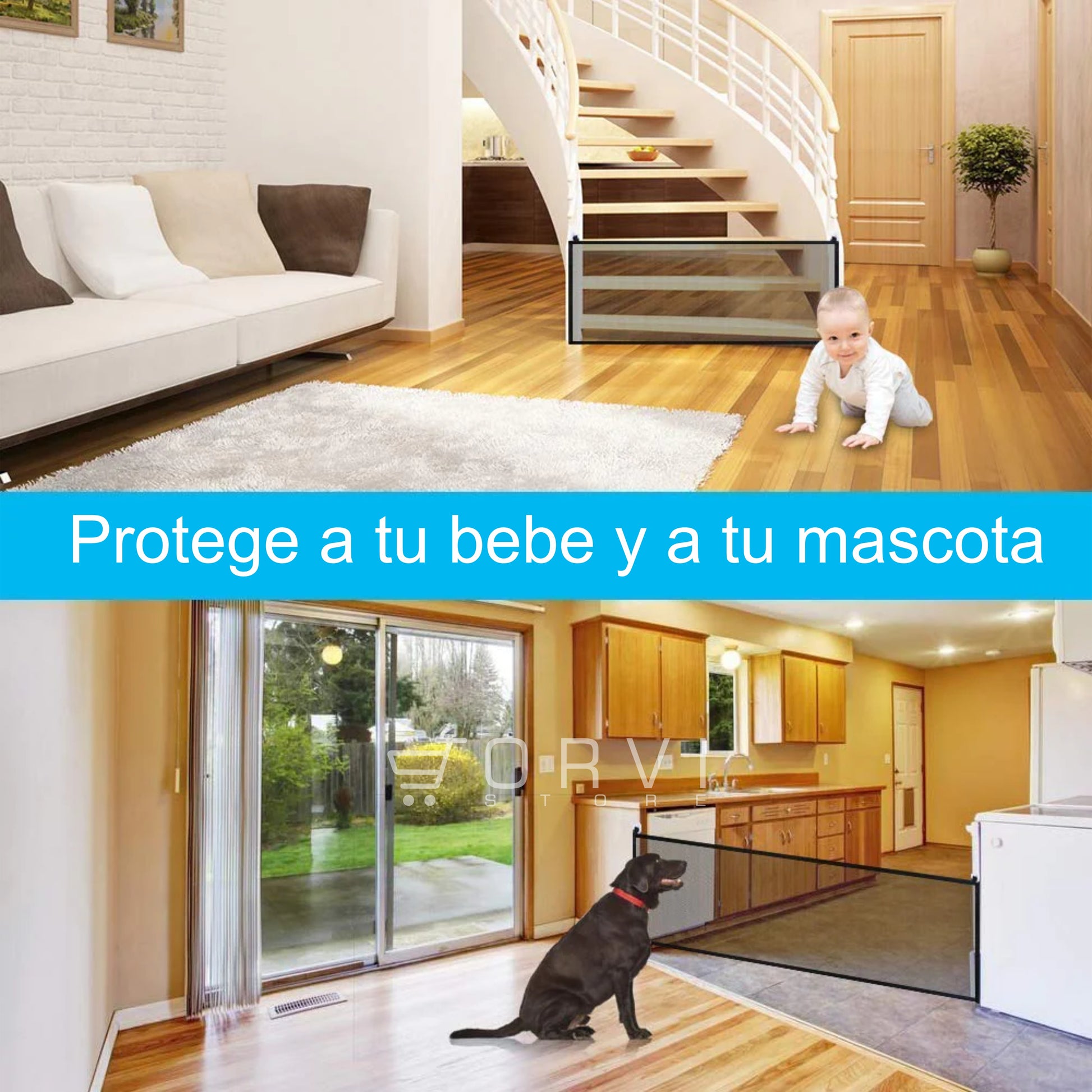 Puerta Malla Seguridad Para Perros Mascotas Y Bebes Interior