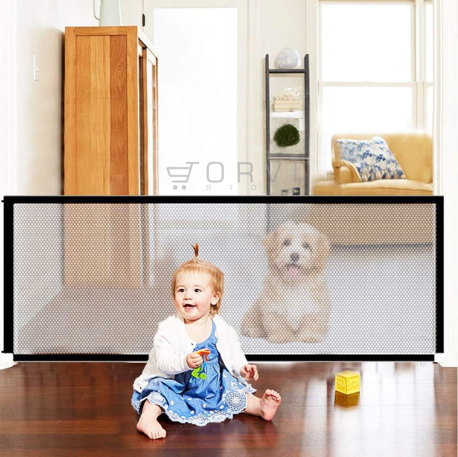 Puerta Malla Seguridad Para Perros Mascotas Y Bebes Interior