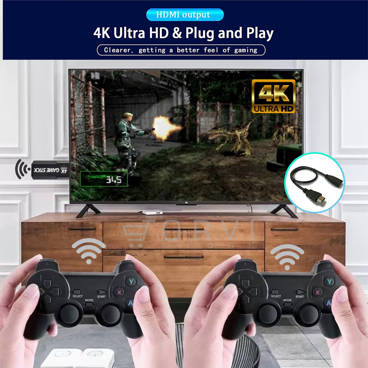 Consola Videojuego Retro Hdmi 4k Game Stick X2 64 gb Inalámbrica