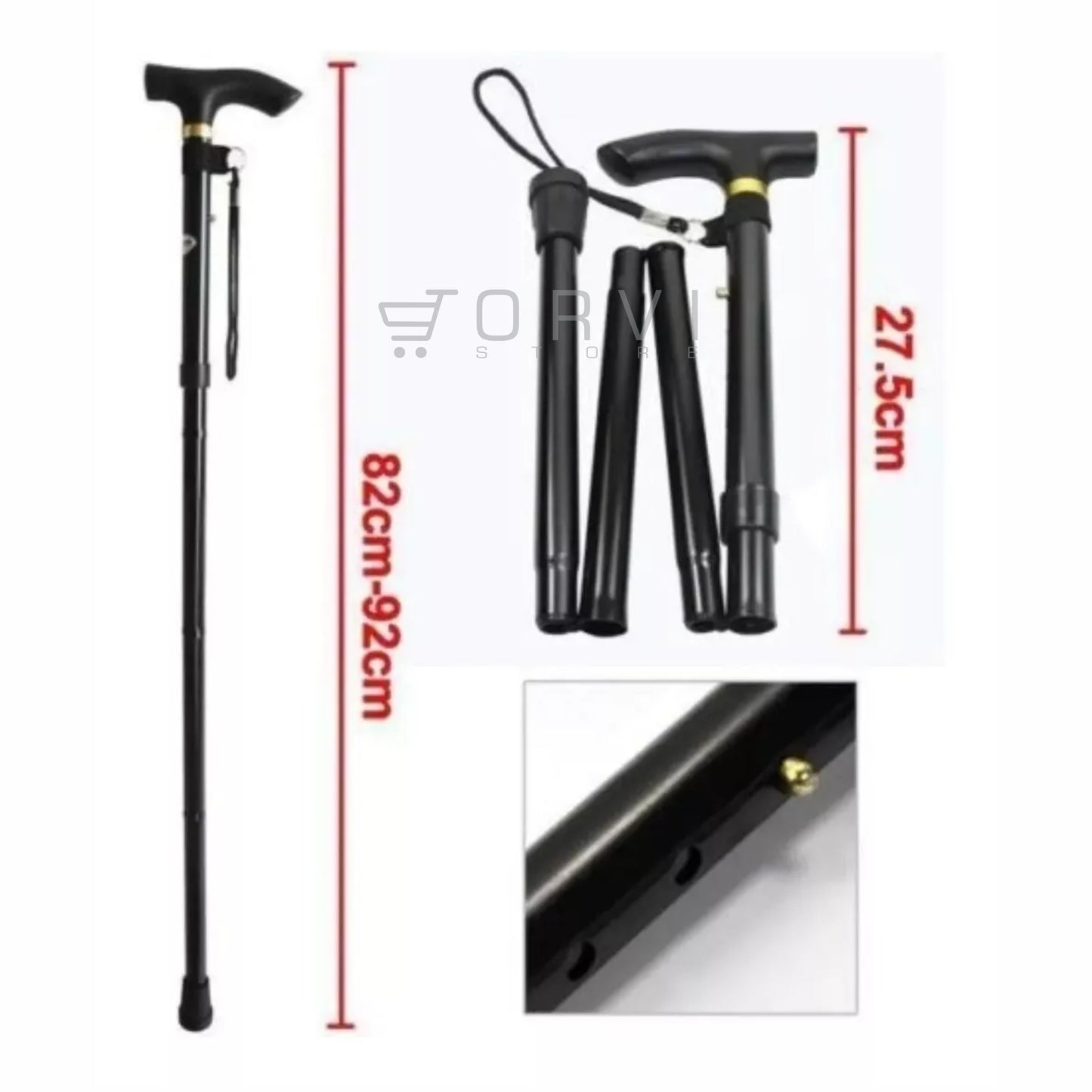Baston Plegable En Aluminio Ajustable Antideslizante