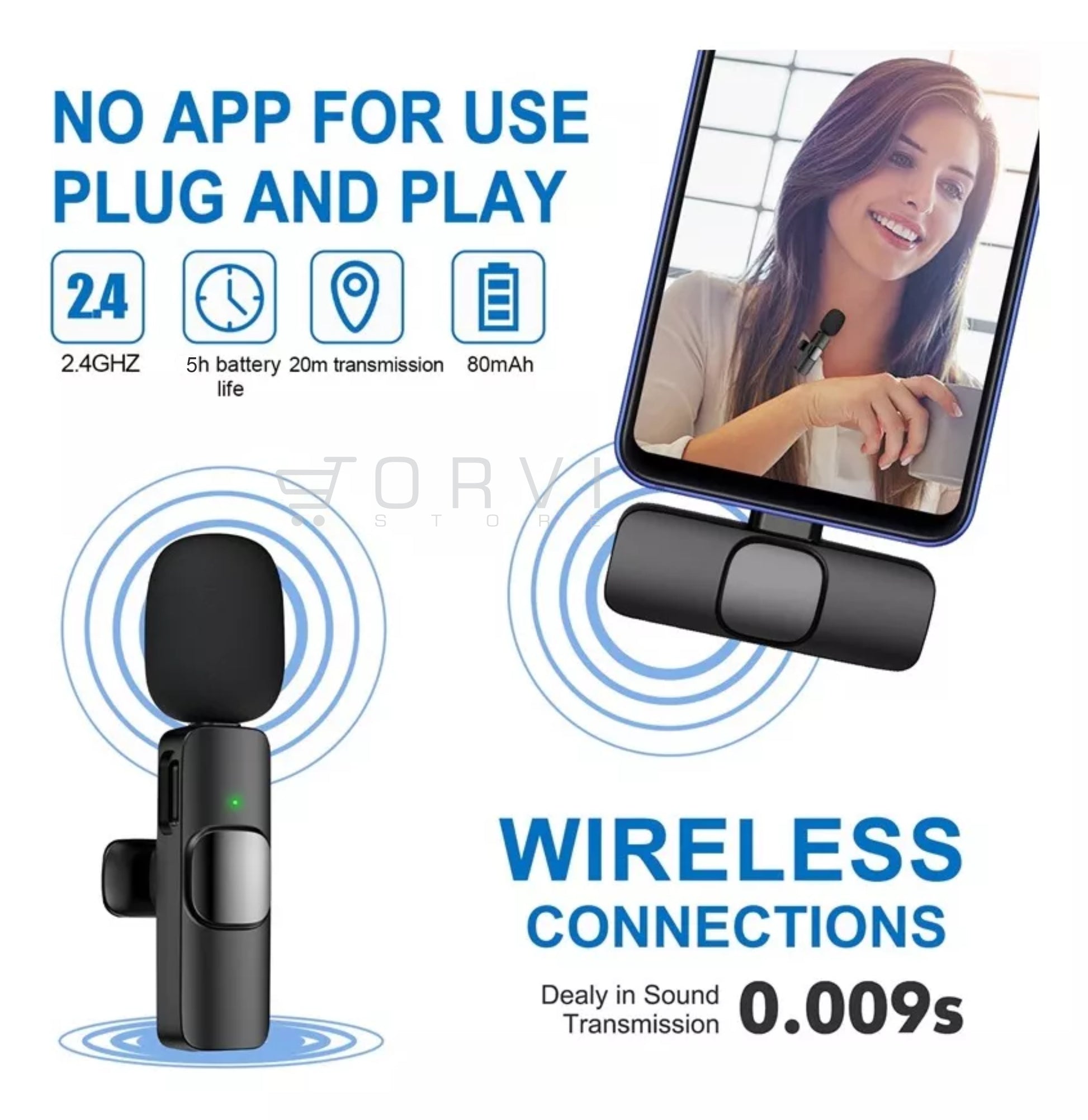Micrófono Inalámbrico Solapa Para Tipo C O iPhone Celular