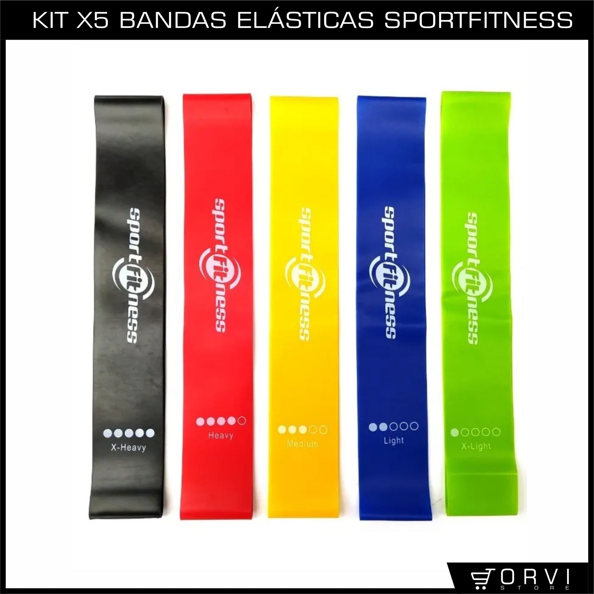 Kit Bandas Elásticas Cerradas Ejercicio Resistencia X5 Sportfitness