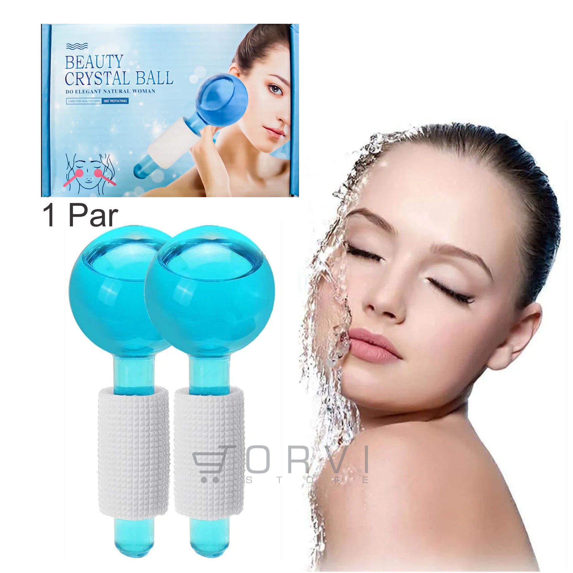 Bola Cristal Hielo Frio Belleza Masajeador Facial Tonifica