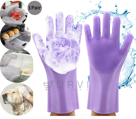 Guantes Silicona Multiusos para Lavar Loza Mascotas Baños Magic Silicone Gloves