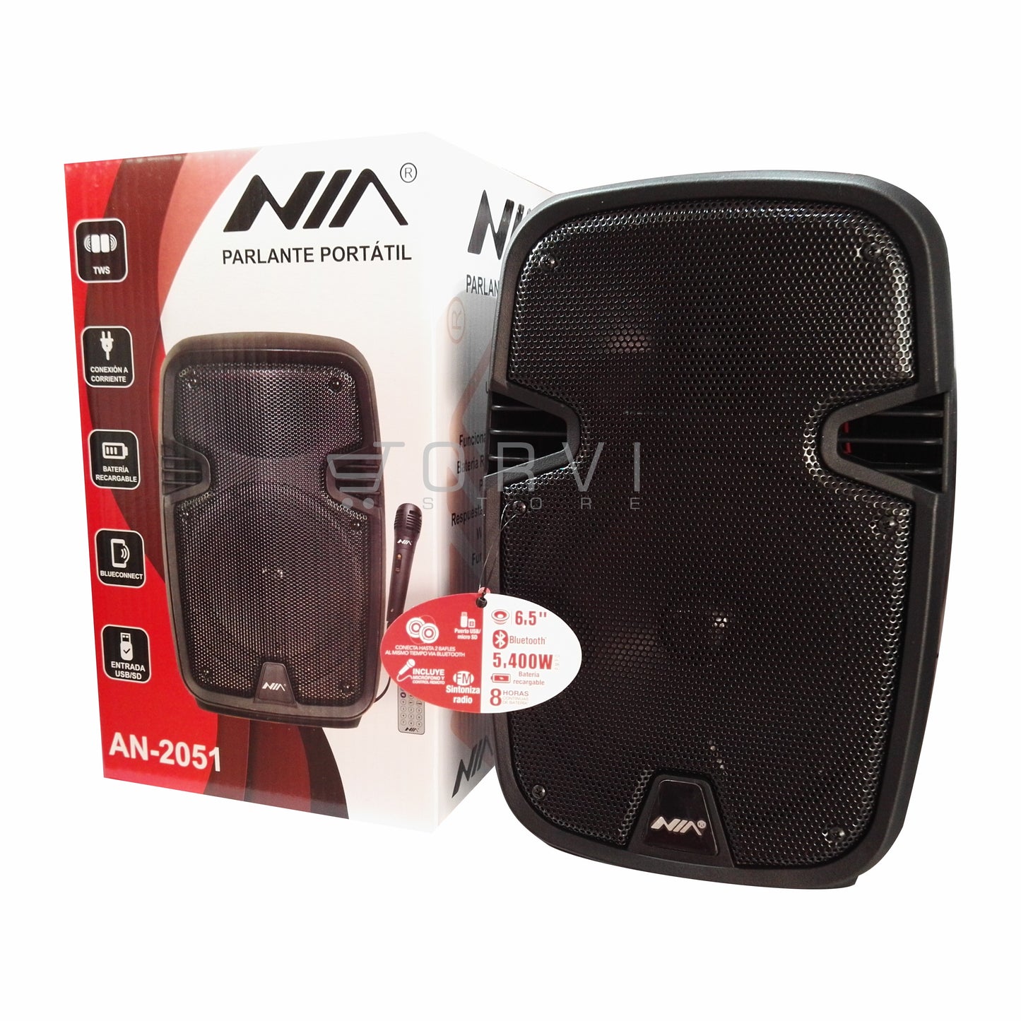 Parlante Cabina Profesional Recargable Nia 6.5 + Microfono