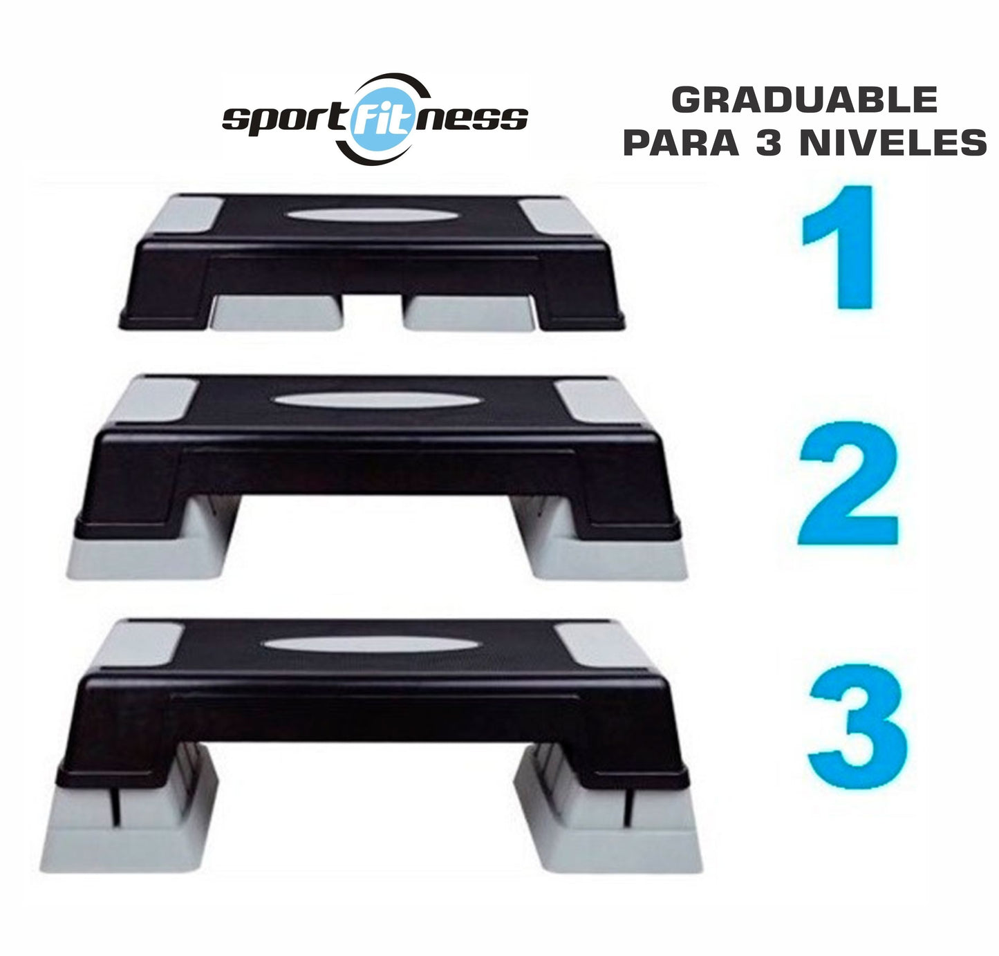 Banco Step Escalón Aeróbicos 3 Niveles Gimnasio Ejercicios Sportfitness