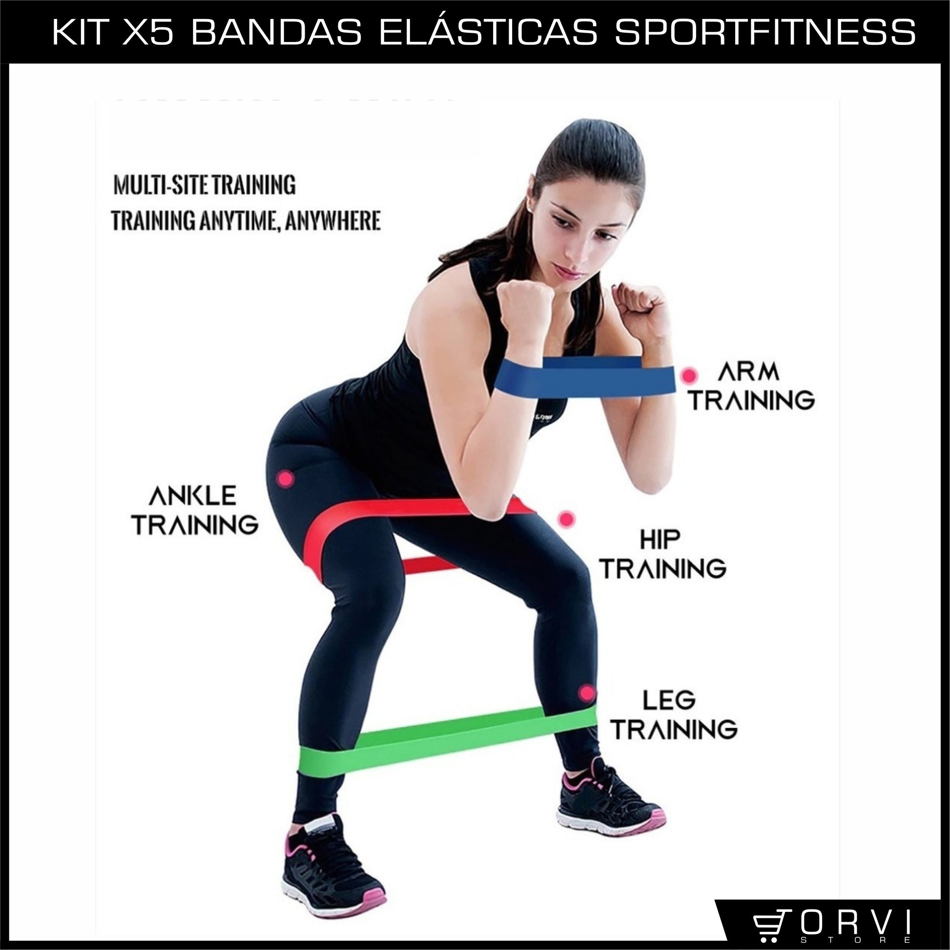 Kit Bandas Elásticas Cerradas Ejercicio Resistencia X5 Sportfitness