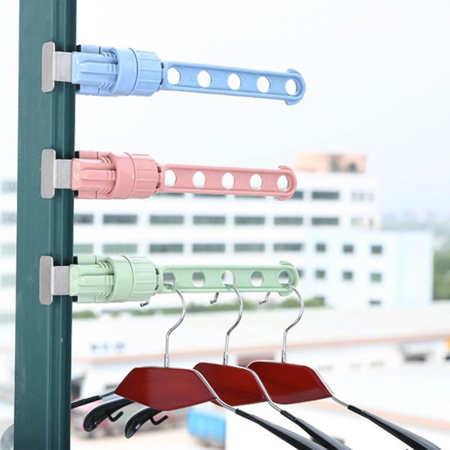 Porta Ganchos Para Ropa Ajustable Ventana Colgante Percha
