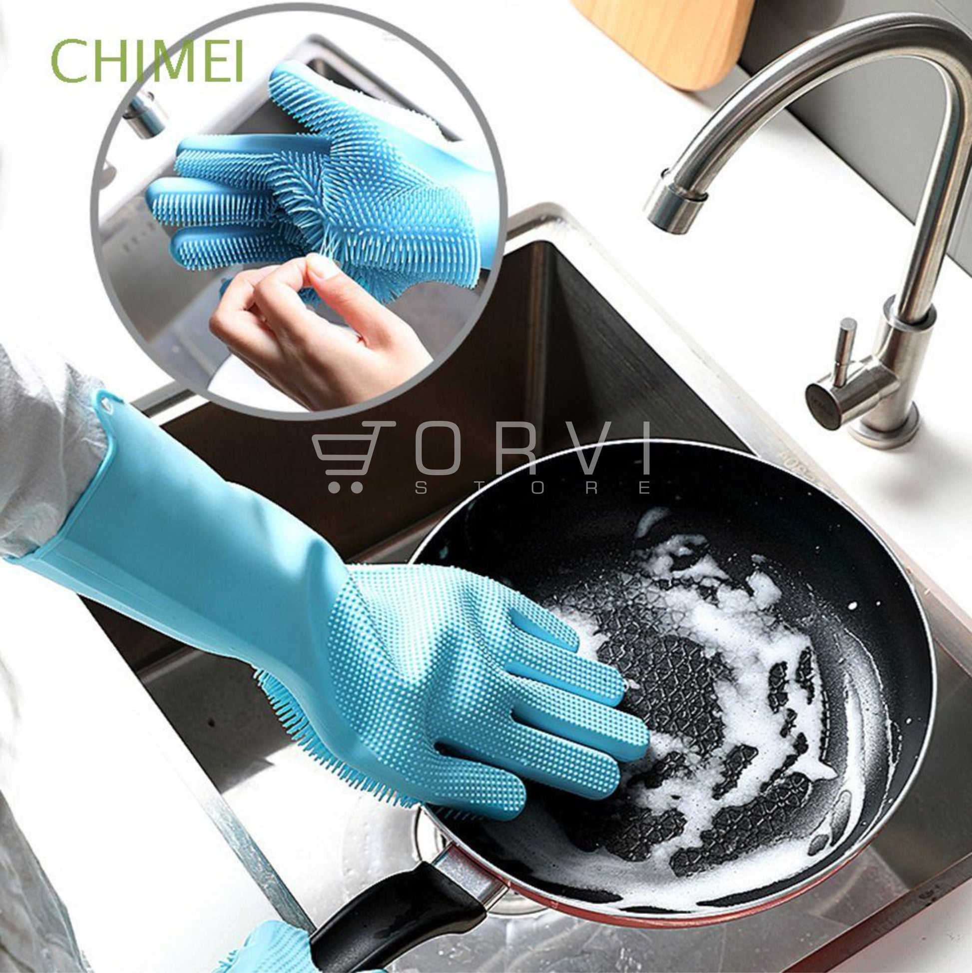 Guantes Silicona Multiusos para Lavar Loza Mascotas Baños Magic Silicone Gloves