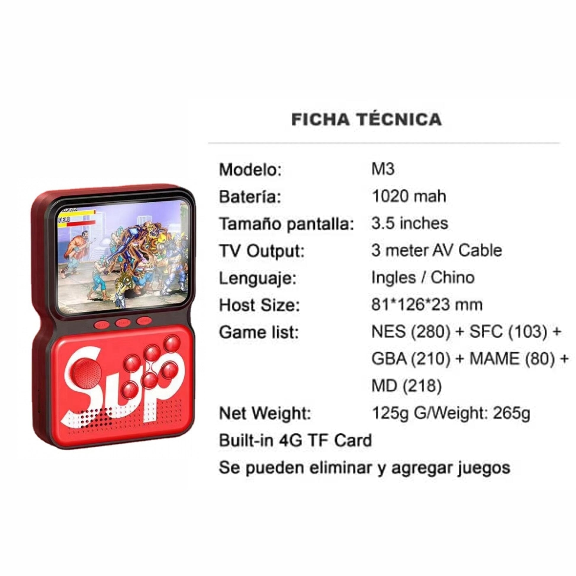 Consola Sup M3 Game Box Portátil 4gb Retro emuladores 900 En 1