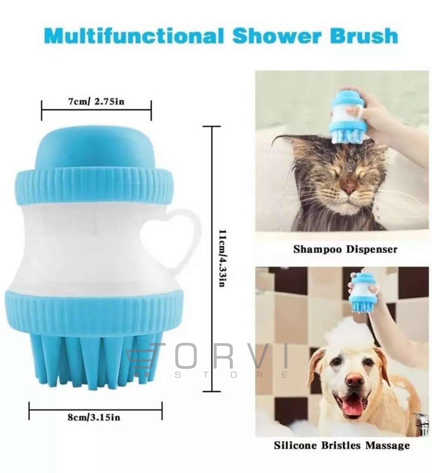 Cepillo Baño Dispensador Gato Perro Mascota Shampoo Masaje