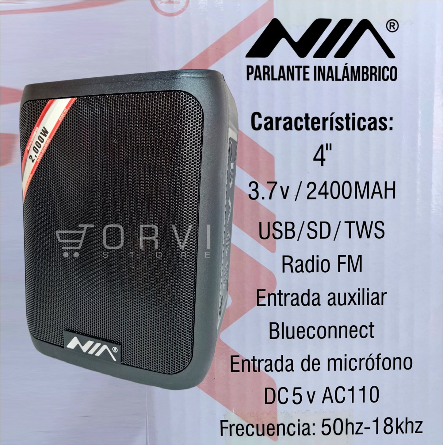 Parlante Cabina 4" Recargable Nia Radio Bluetooth Usb Sd