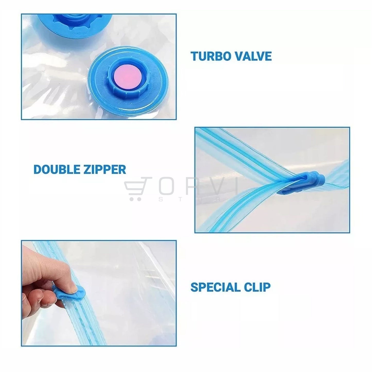 Kit 6 Bolsas Empaque Al Vacío Ahorrador Espacio Vacuum Bag + Bomba Aire