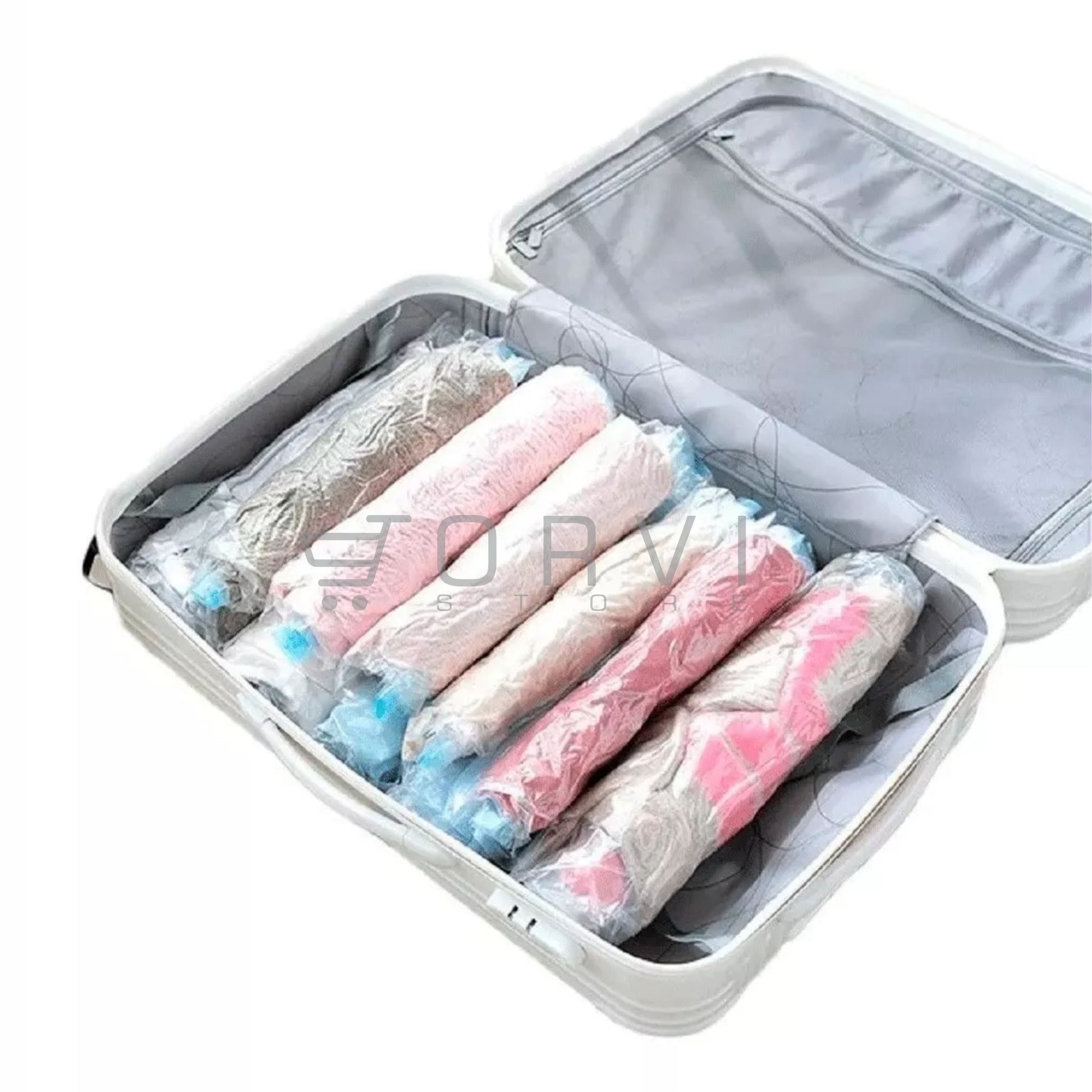 Kit 6 Bolsas Empaque Al Vacío Ahorrador Espacio Vacuum Bag + Bomba Aire