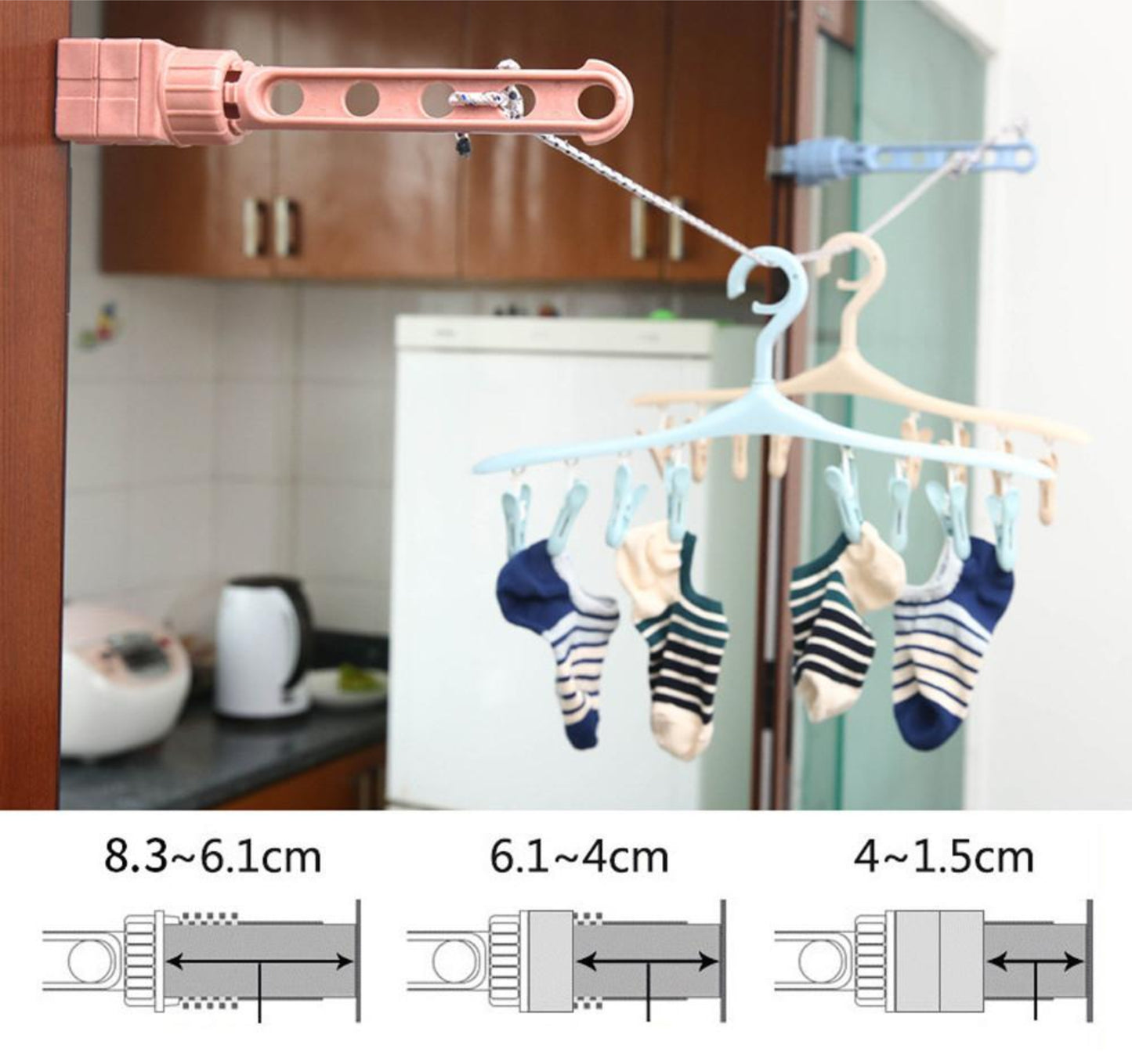 Porta Ganchos Para Ropa Ajustable Ventana Colgante Percha
