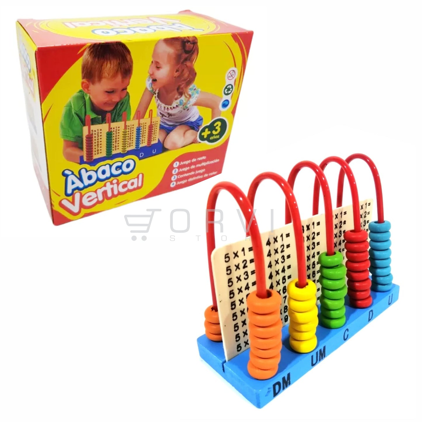 Abaco Curvo Vertical Educativo Preescolar Didáctico Madera