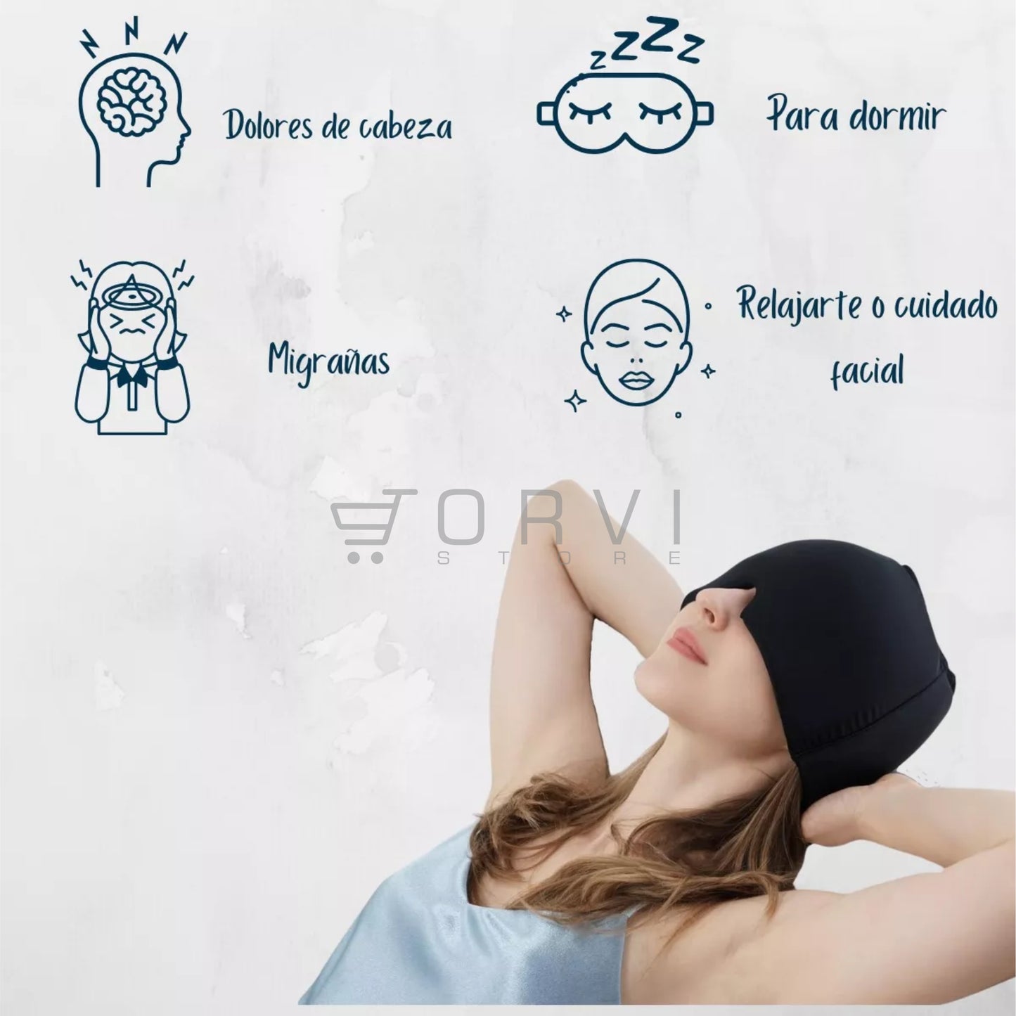 Gorro Gel Alivio Dolor De Cabeza Migraña Ojos Frio Calor
