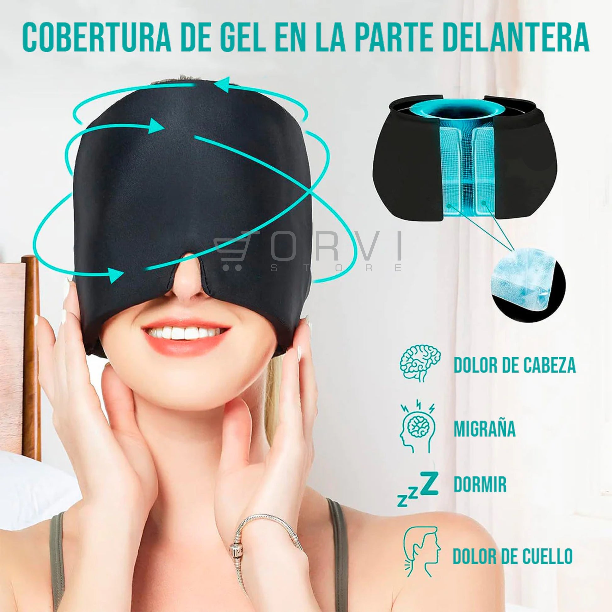 Gorro Gel Alivio Dolor De Cabeza Migraña Ojos Frio Calor