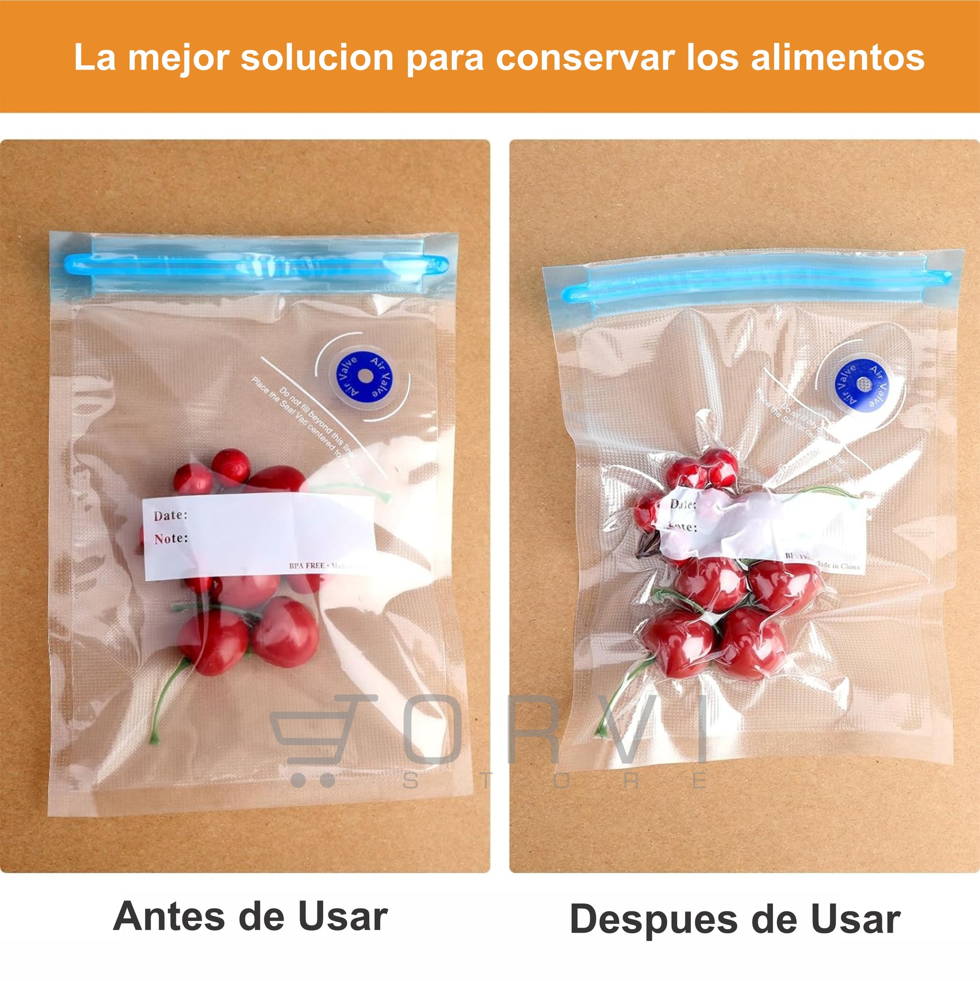 Bolsas Empaque Al Vacío Alimento Hermetico Bomba Eléctrica