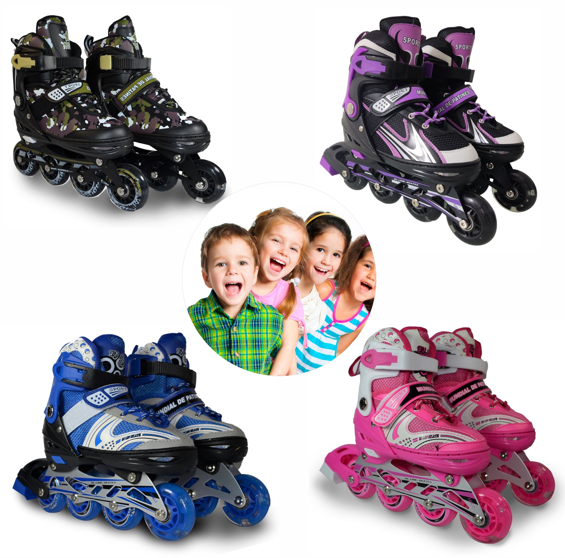 Patines Para Niños Semiprofesionales con Ruedas Ajustables +Kit de Protección