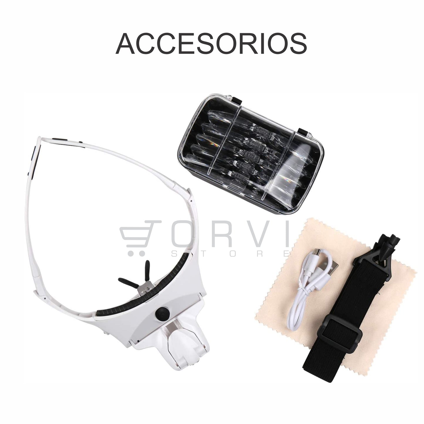 Gafas Lupa Visera Luz Led Recargable Lente Optivisor Aumento