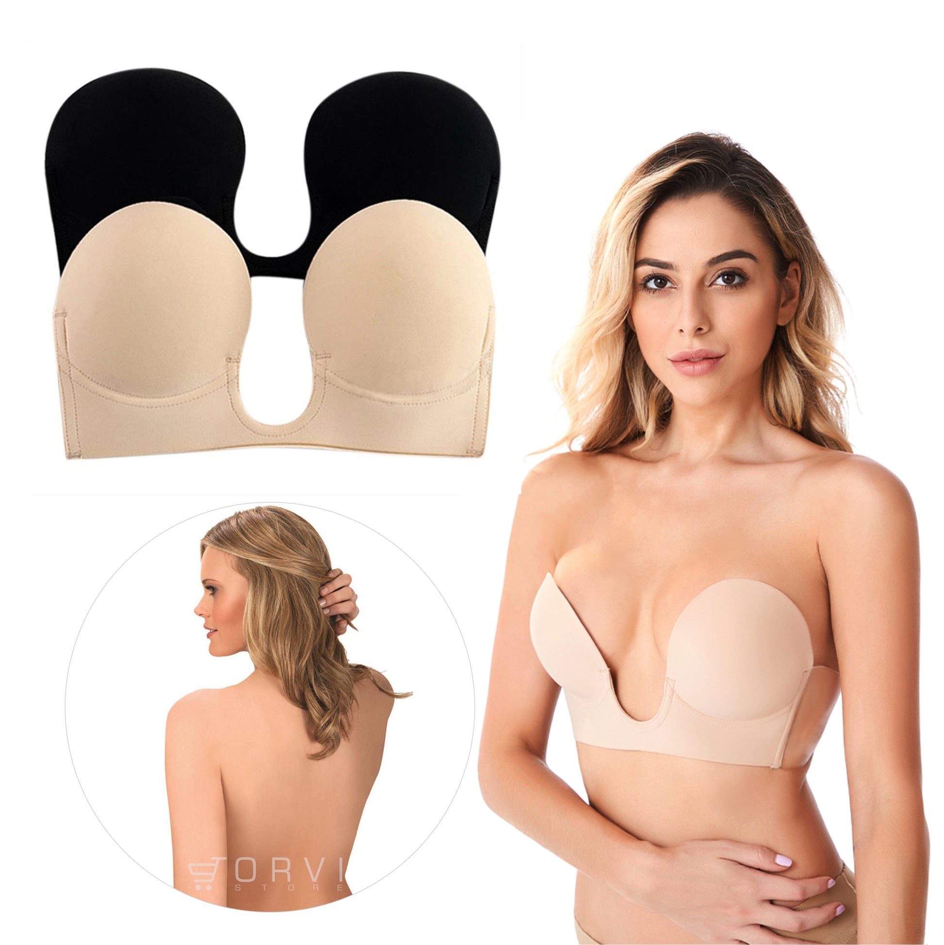 Brasier Sujetador Adhesivo Invisible Forma U Levanta Busto – JORVI