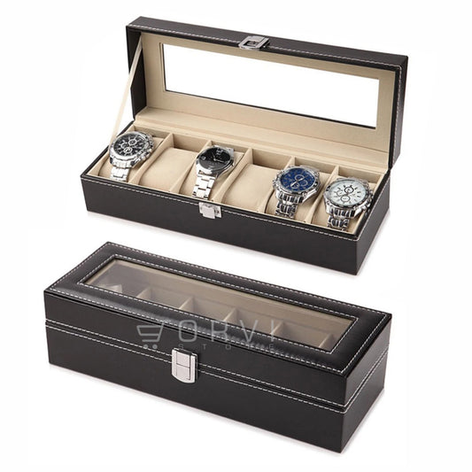 Organizador De Relojes De Lujo Cuero Caja Reloj Estuche 6 Puestos