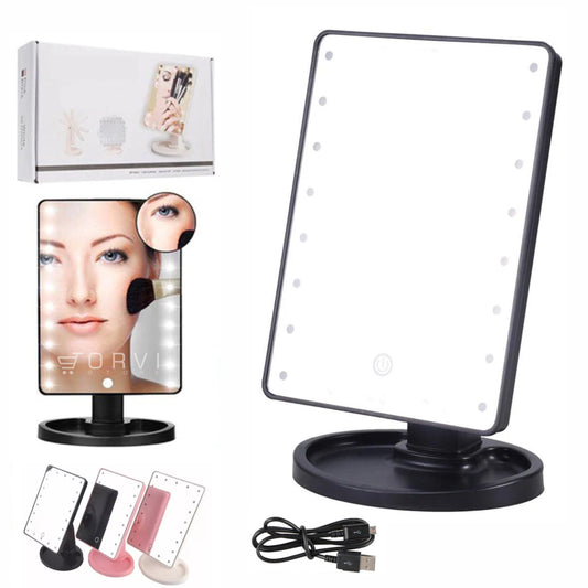 Espejo Luz Led Pantalla Táctil Touch Maquillaje Pilas o Conexión cable USB