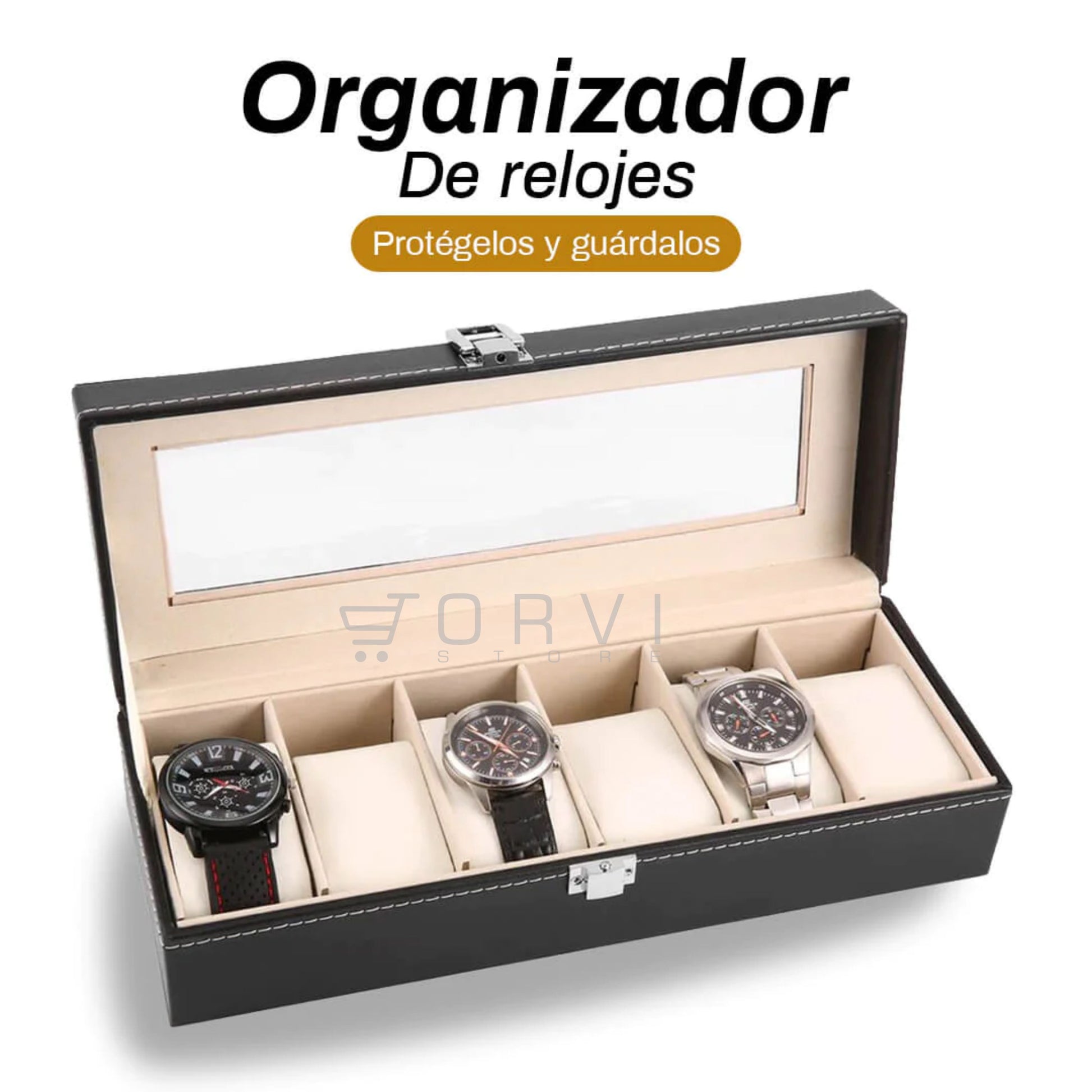 Organizador De Relojes De Lujo Cuero Caja Reloj Estuche 6 Puestos