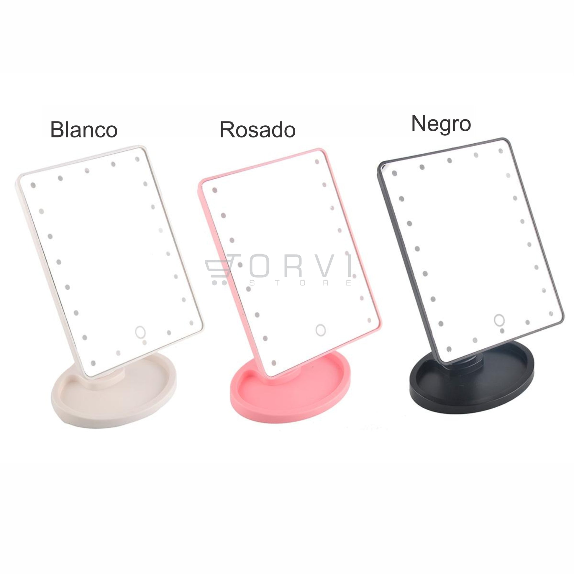 Espejo Luz Led Pantalla Táctil Touch Maquillaje Pilas o Conexión cable USB