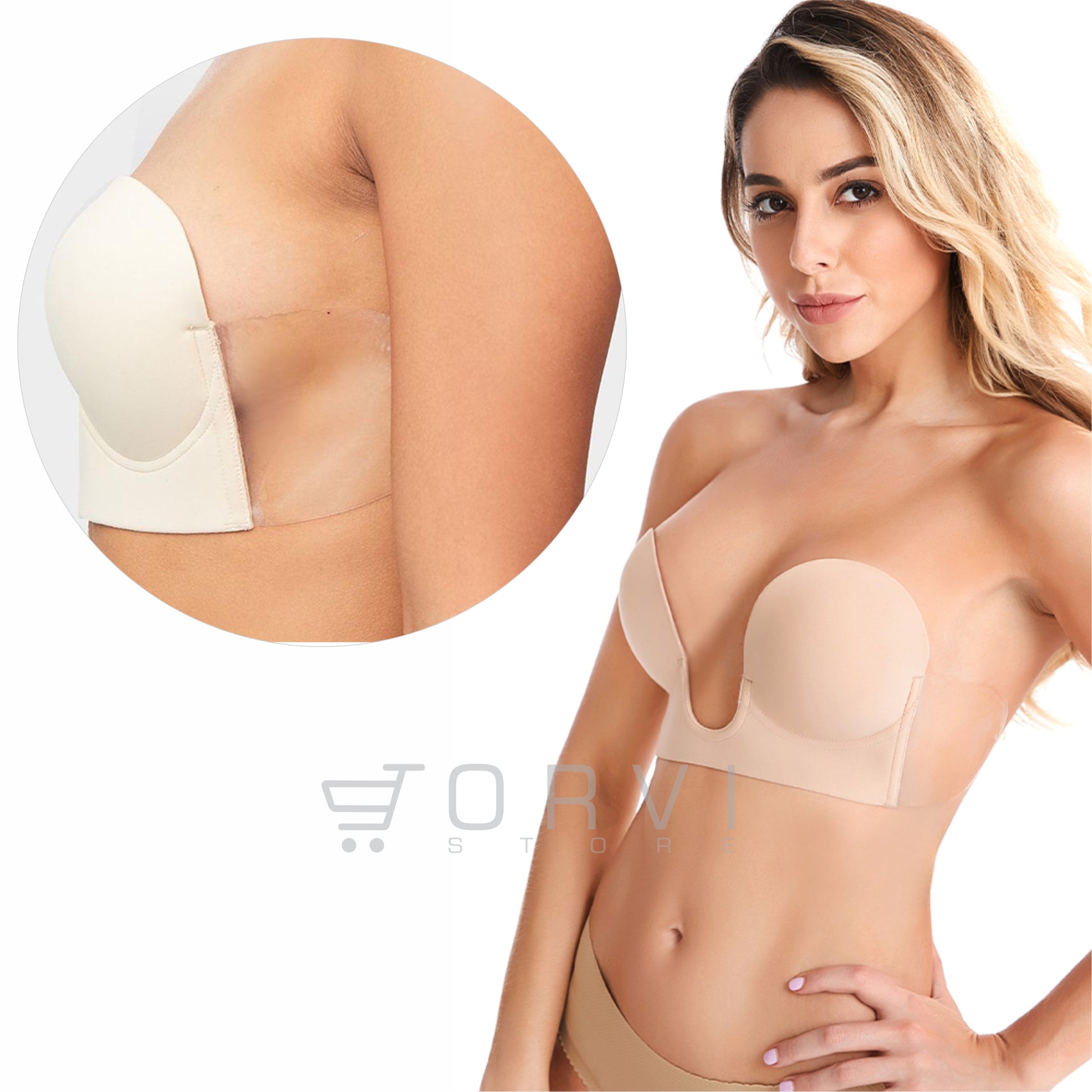 Brasier Sujetador Adhesivo Invisible Forma U Levanta Busto