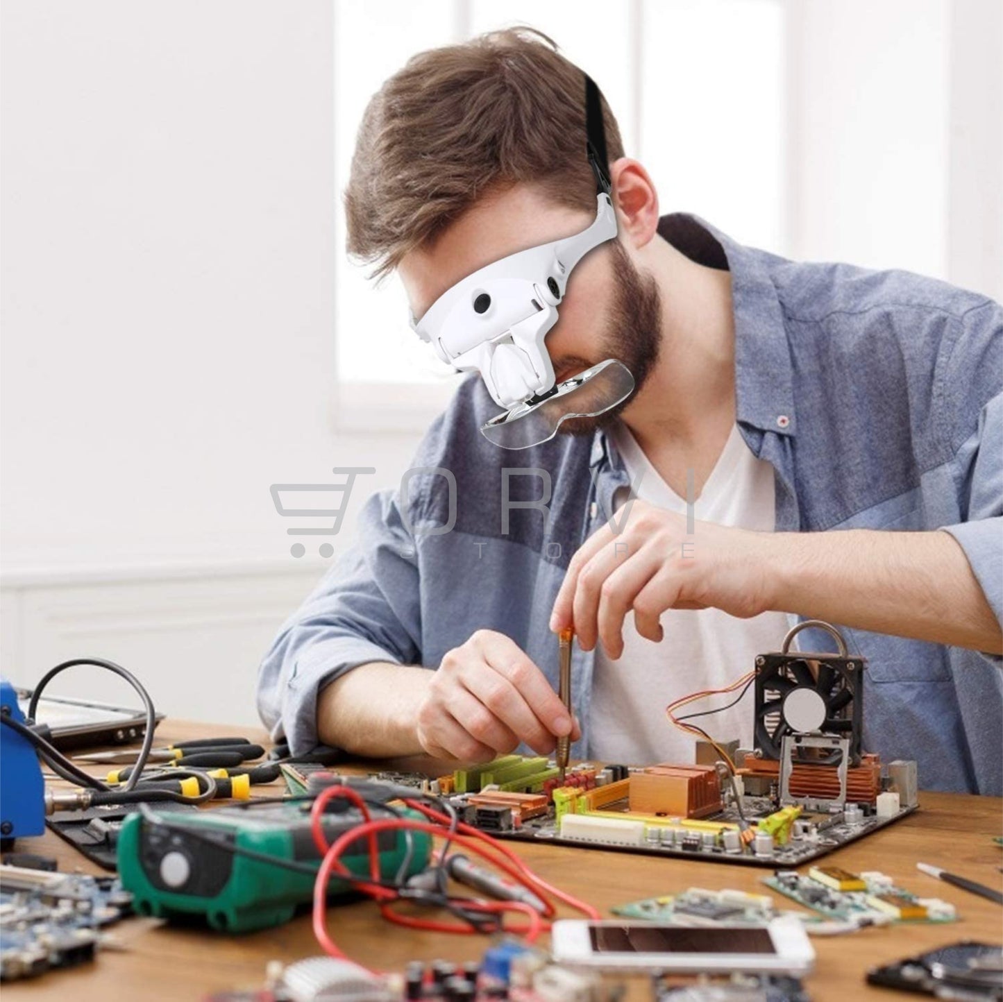 Gafas Lupa Visera Luz Led Recargable Lente Optivisor Aumento