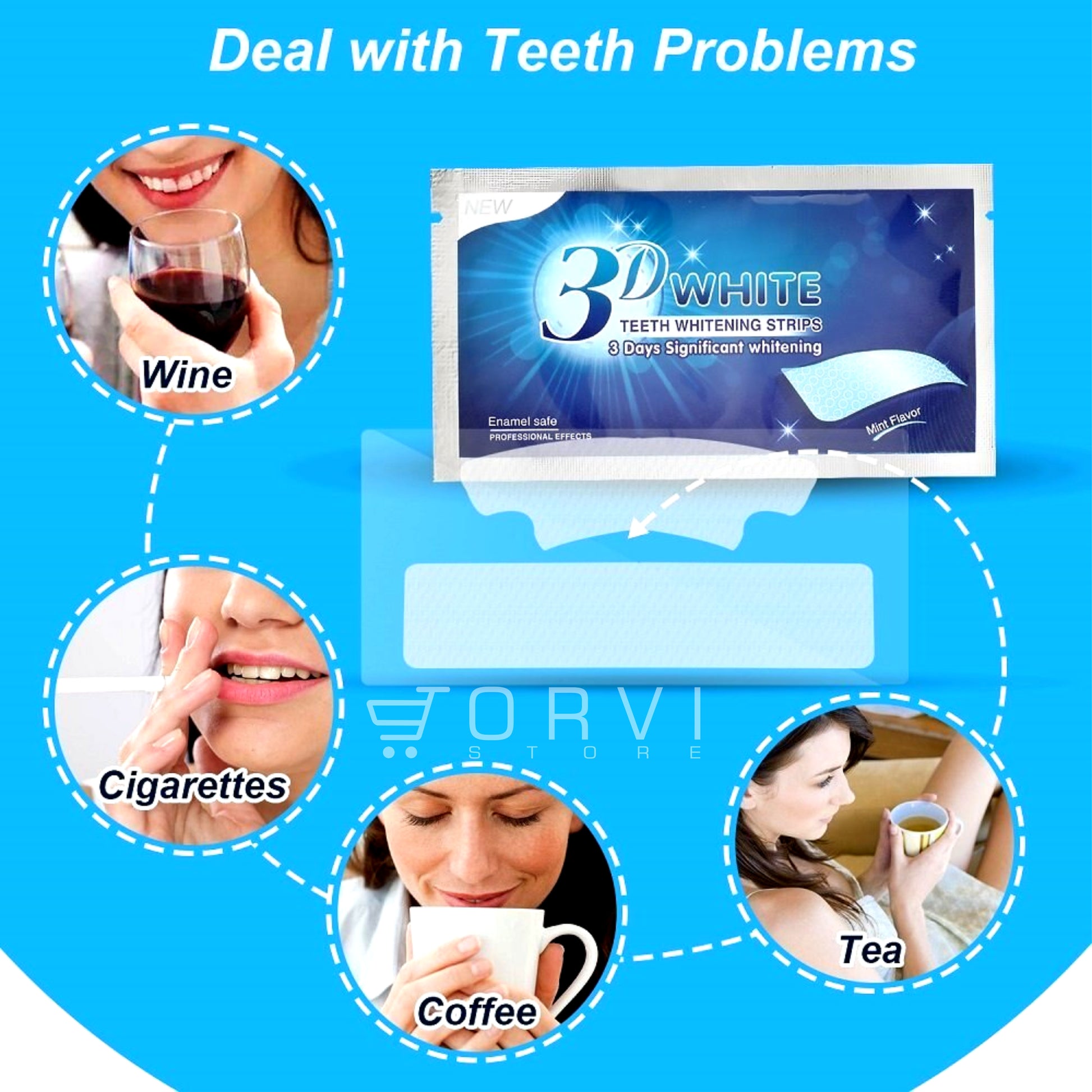 Blanqueador Dental 3d White Bandas Tiras Blanqueamiento Dientes x7 Sobres