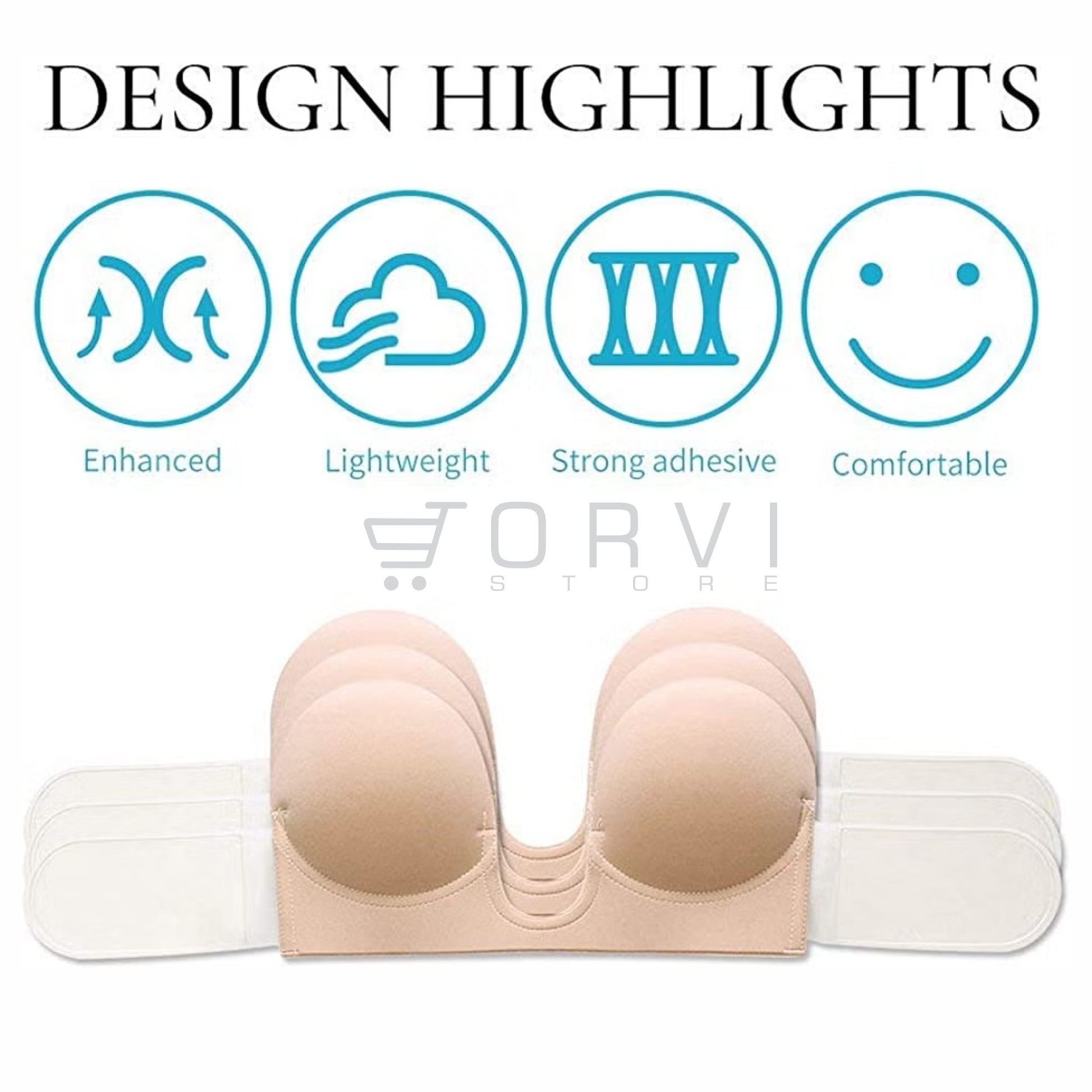 Brasier Sujetador Adhesivo Invisible Forma U Levanta Busto