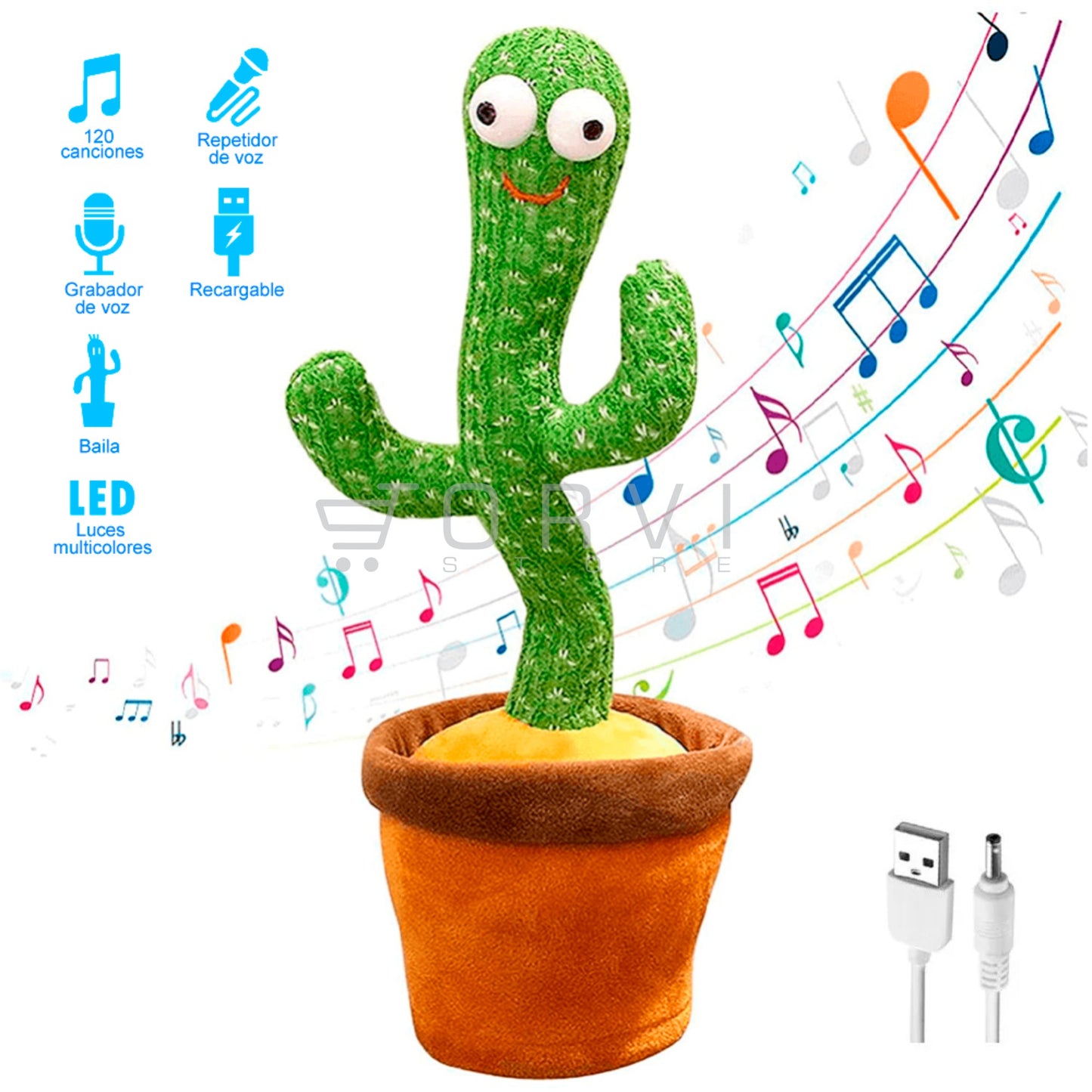 Cactus Bailarin Toy Imita Voz Recargable Usb Dancing Juguete