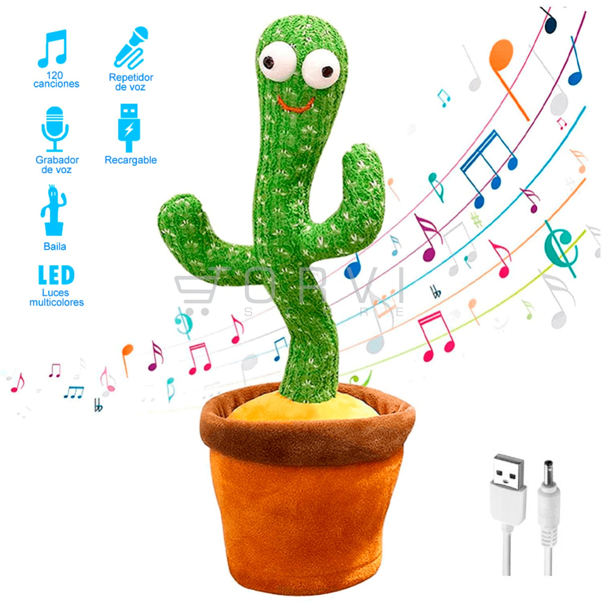 Cactus Bailarin Toy Imita Voz Recargable Usb Dancing Juguete