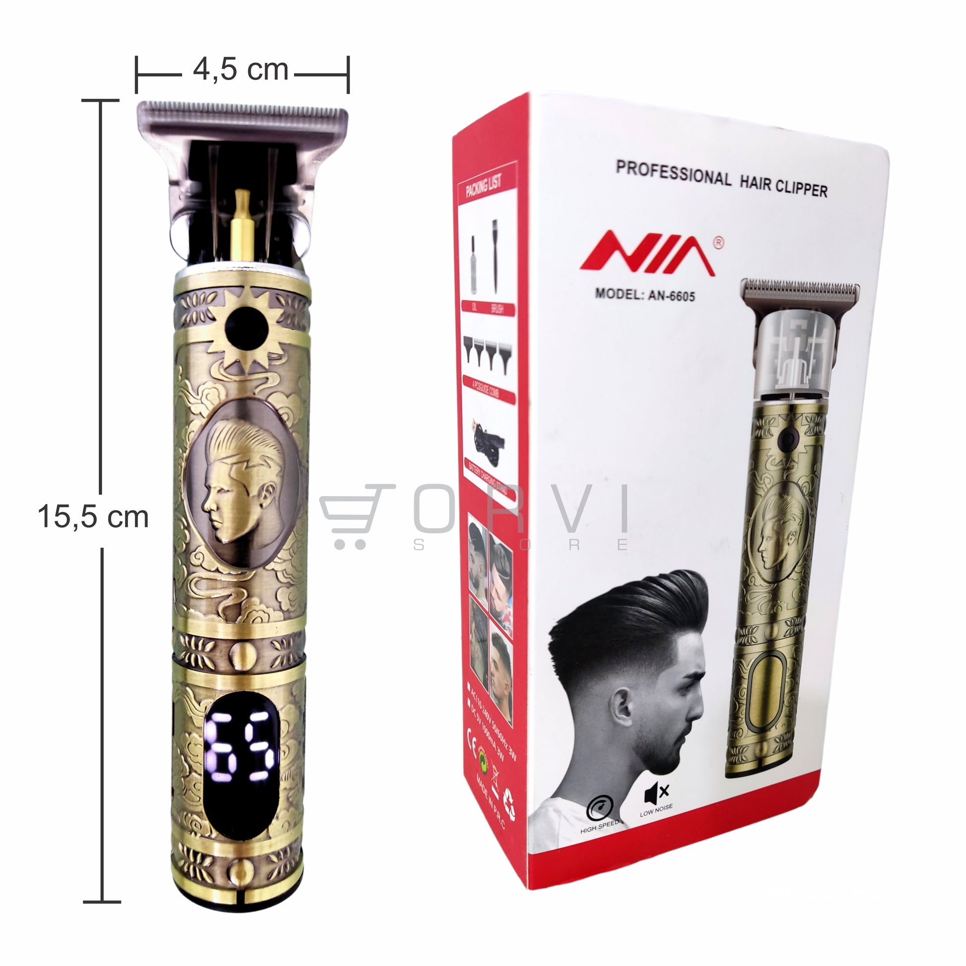 Maquina Patillera Barbera Recargable Hair Clipper Panel Led