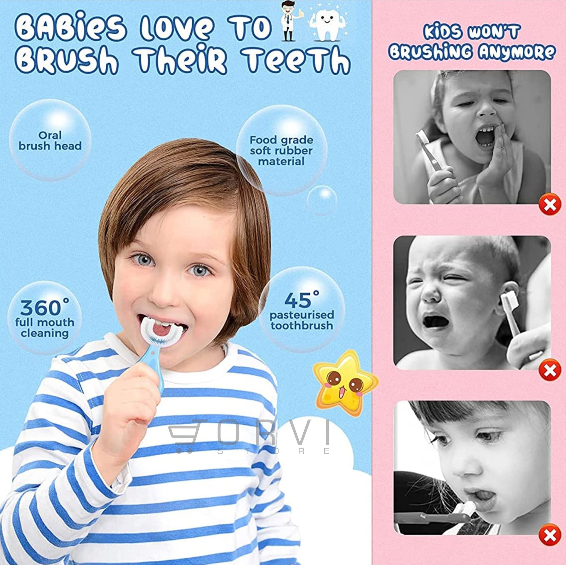 Cepillo Dientes Para Bebe Silicona Suave Forma De U Niños