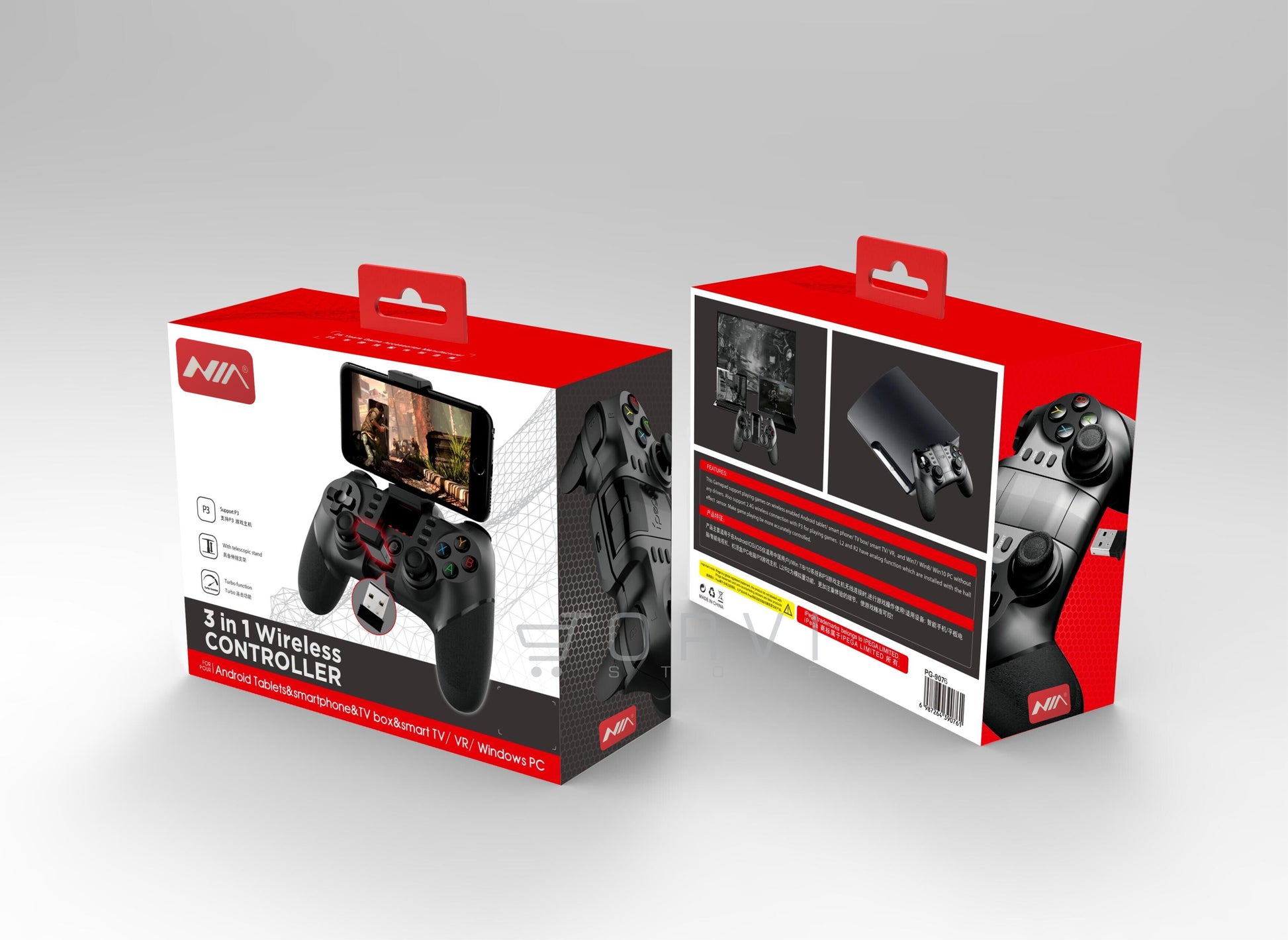 Control Game Pad Wireless Android Windows Pc Nia PG 9076 con Vibración