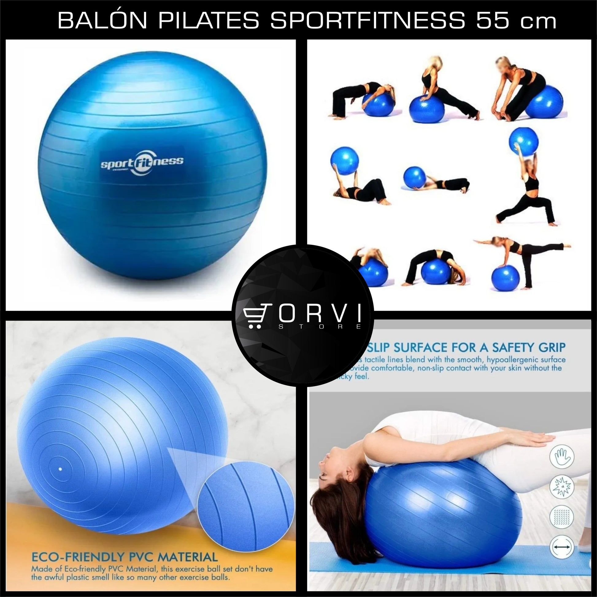 Balón Pilates Yoga Terapias Pelota Sportfitness 55 cm - 65 cm Gym – JORVI  STORE