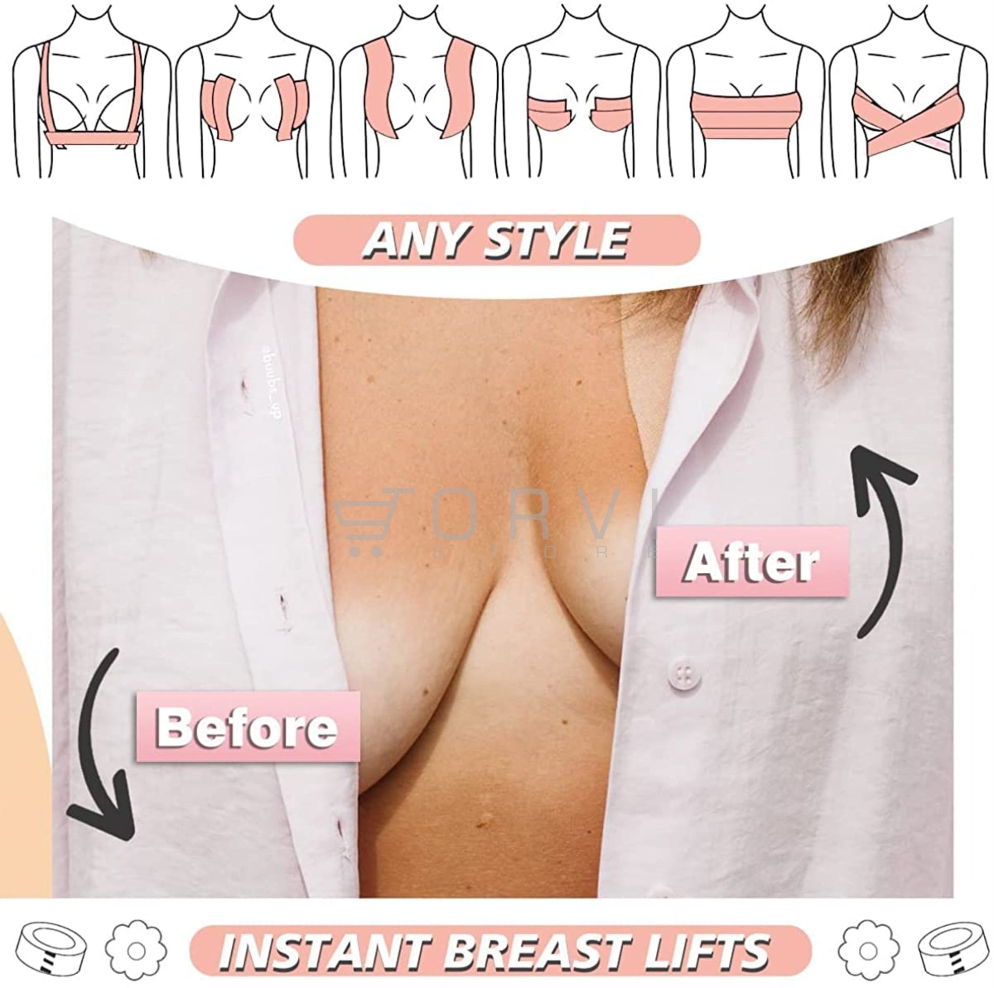 Cinta Levanta Busto Seno Adhesiva Invisible Push Up